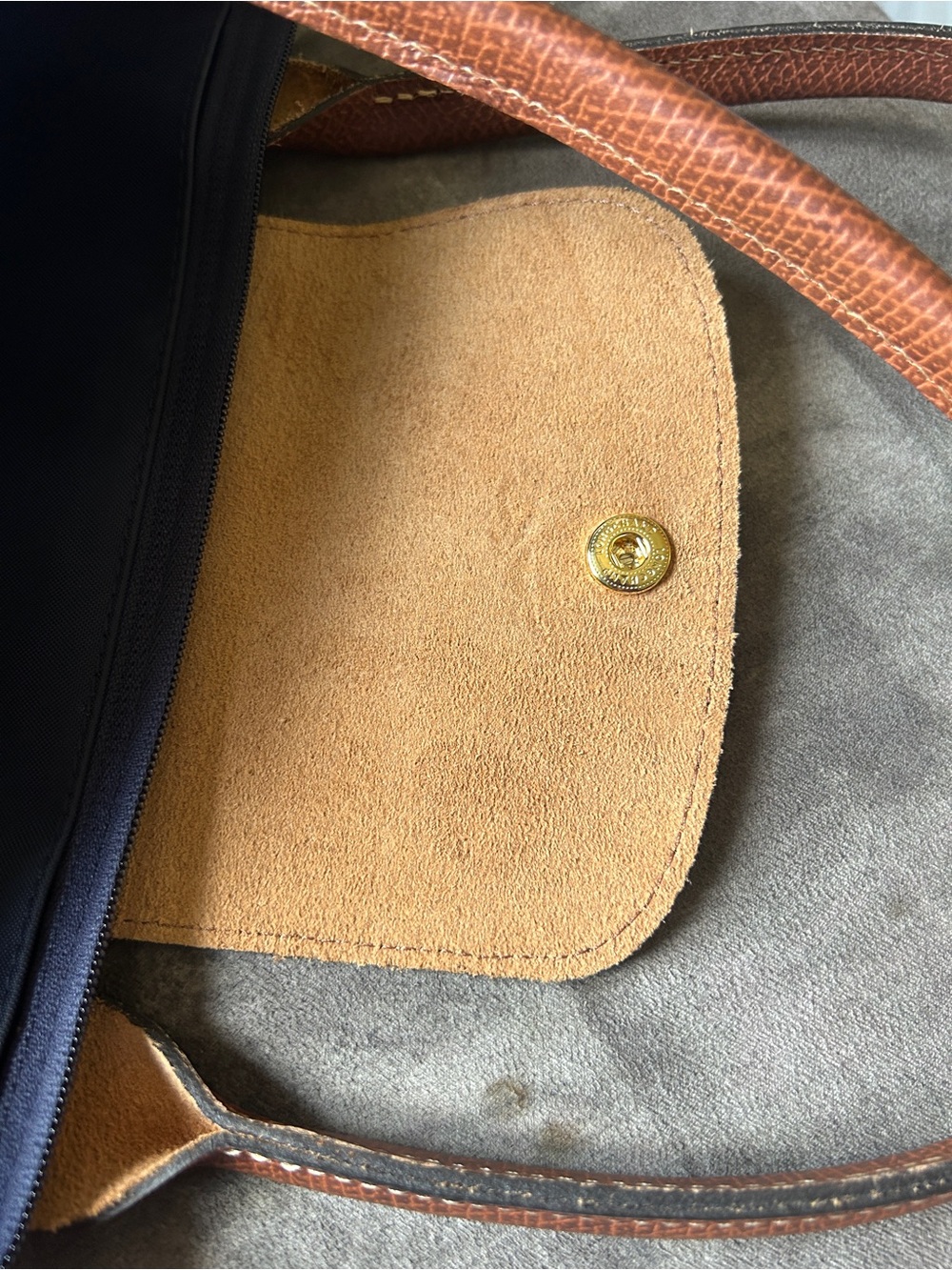 Longchamp Le Pliage Medium Marine Navy Blue Good used condition Nylon - Picture 7 of 14